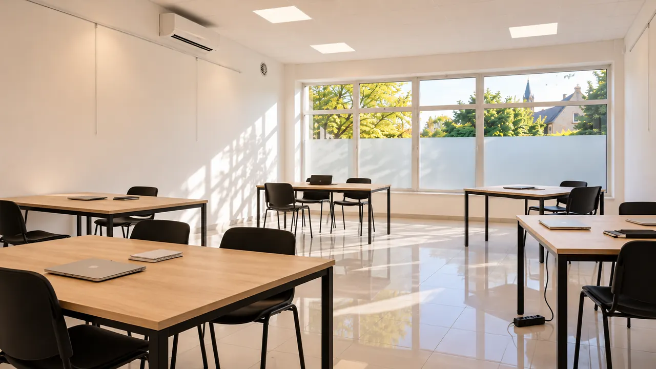 Visuel d'illustration : la salle aménagée en coworking